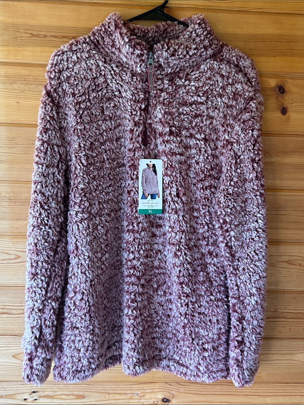 Weatherproof Plush Half-Zip Sherpa Pullover in Dusty Mauve